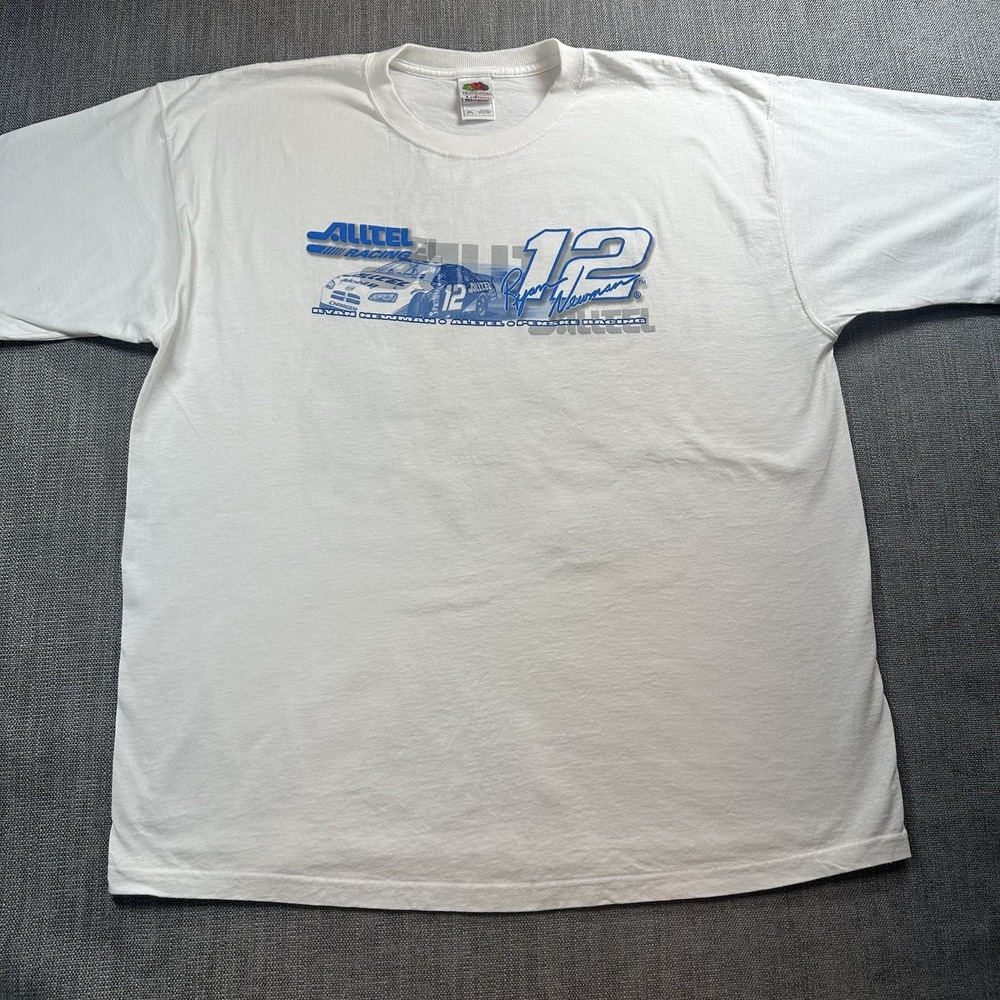 Ryan Newman NASCAR T Shirt Mens 2XL White Alltel Racing Graphic Tee Y2K